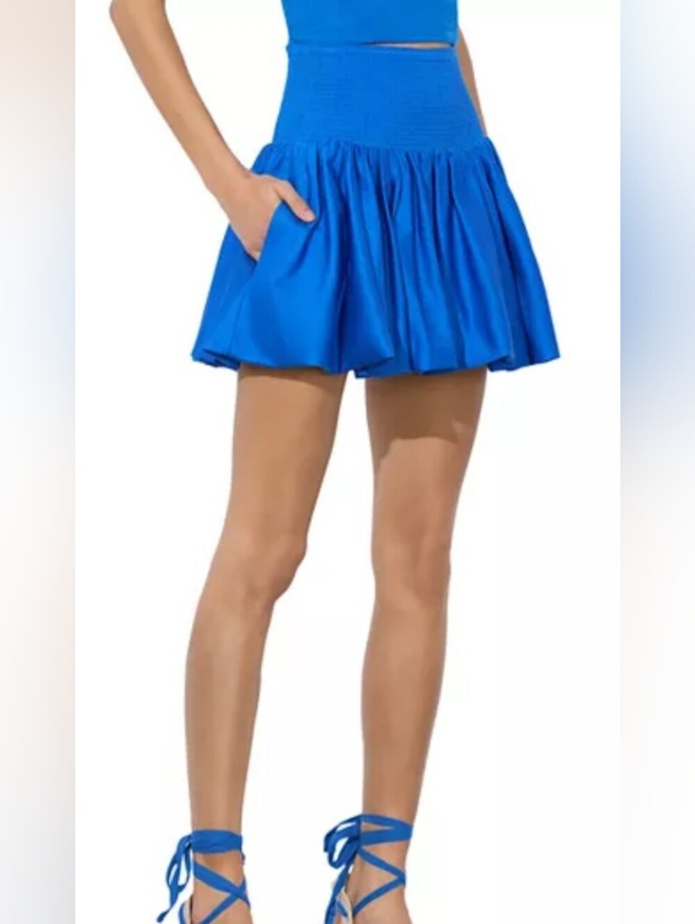 Alice + Olivia Arden Drop Smocked Waist Mini Skirt
